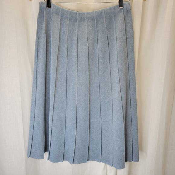 Vintage Powder Blue Pleated Sweater Skirt w/ Elastic Waist, 14 - Picture 5 of 6